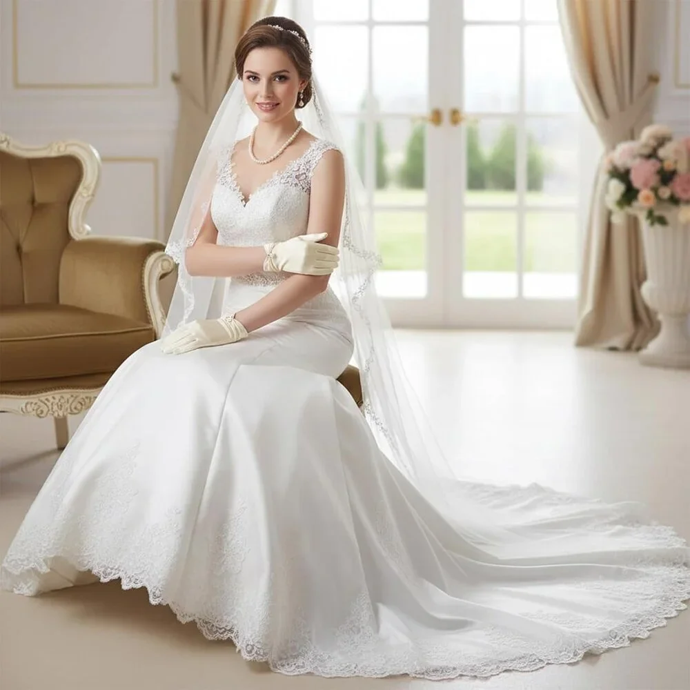 Women's Satin Short Length Pearl Gloves Cream Banquet Wedding Party Costume